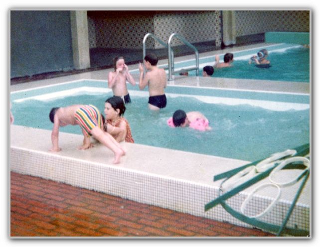 CJ in pool on ship
